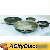 Lot of 4 assorted kitchen frying / saute pans used