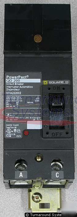 Square d QDA222002 circuit breakers, 200 amp, 2 pole