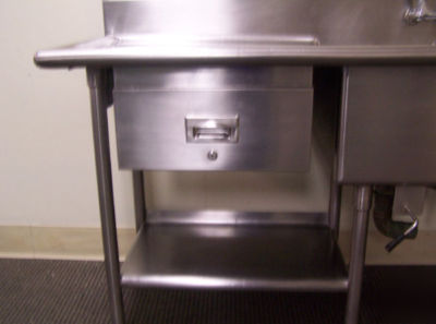 Stainless steel 2 compartment corner prep sink 